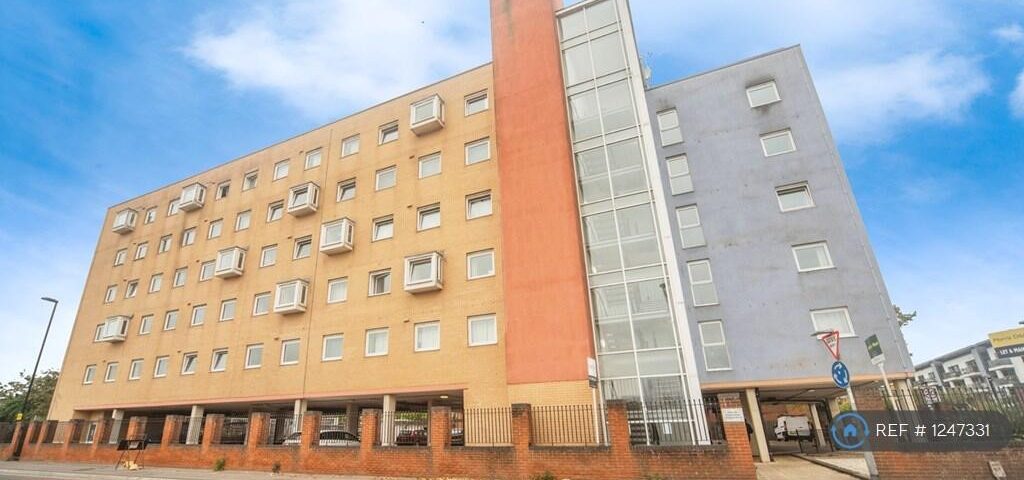 Fire safety building with residential units, modern design, and fire safety features.