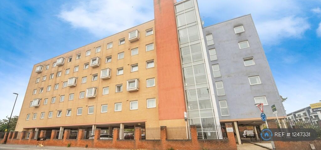Fire safety building with residential units, modern design, and fire safety features.